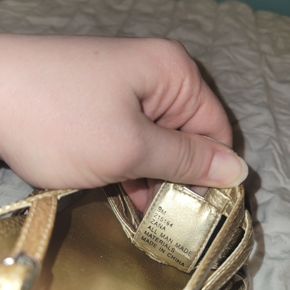 Pesaro Gold Strappy Wedge Heels 9 - Picture 6 of 10